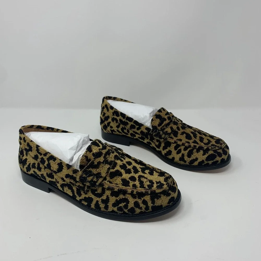 Re/Done 264-17W9LFR 90s Loafers Shoes‎ Women's 39 Leopard Tapestry Slip-on S0470